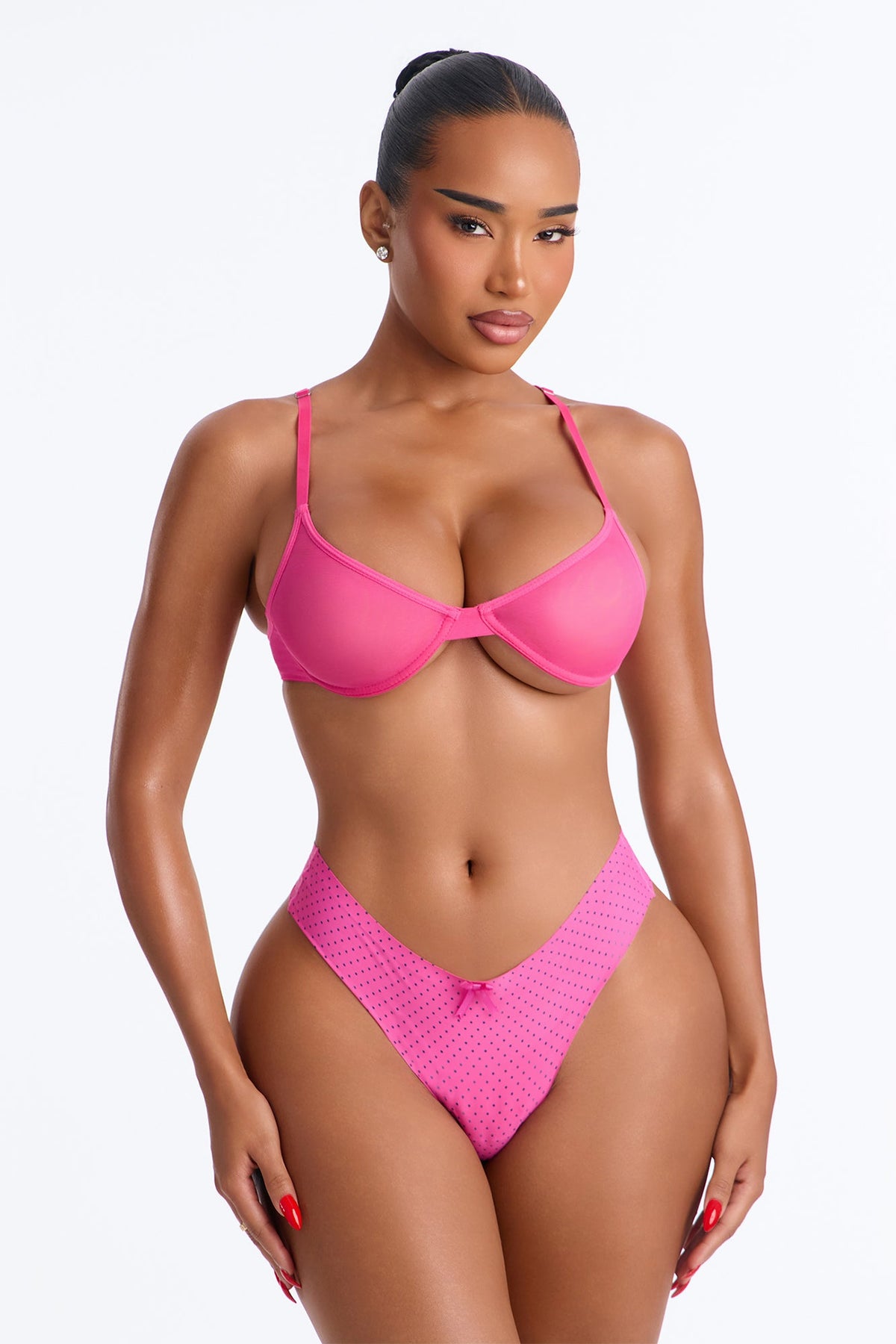 Tease Me Softly Bow Thong Panty - Raspberry