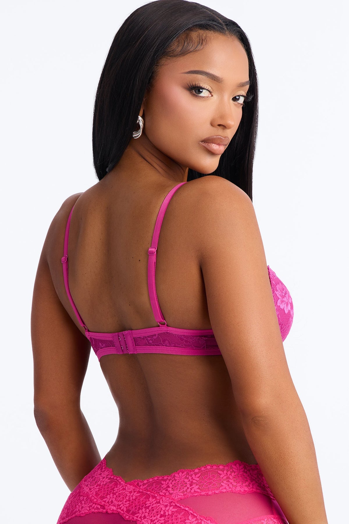 Yours Always Lace Balconette Push Up Bra - Pink