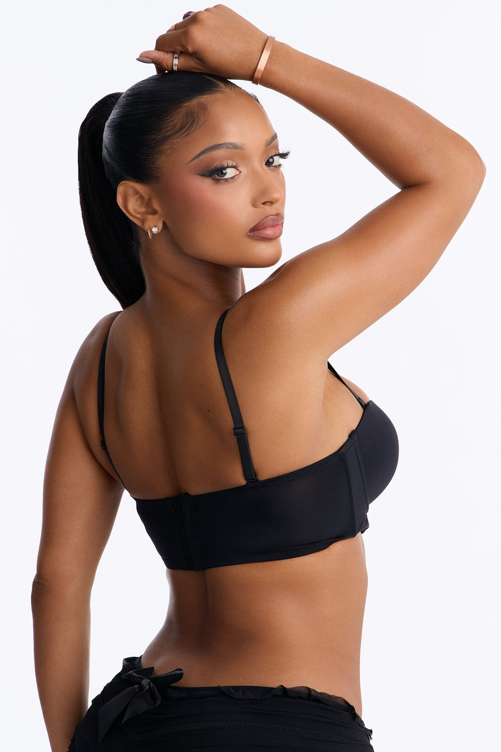 Take Me Under Long Line Push Up Balconette Bra - Black