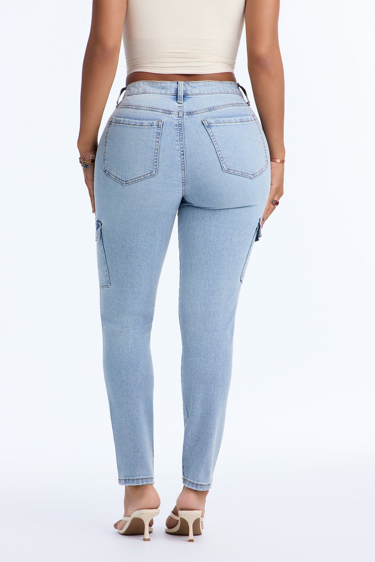 In My Element Stretch Cargo High Rise Skinny Jeans - Medium Wash