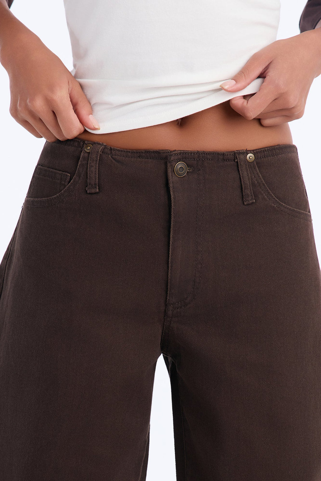Venice Mid Waist Stretch Wide Leg Jeans - Brown