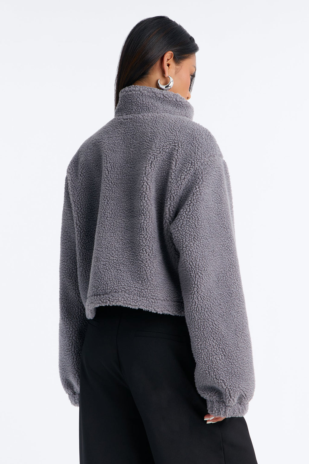 Cozy Cove Faux Sherpa Coat - Grey/combo