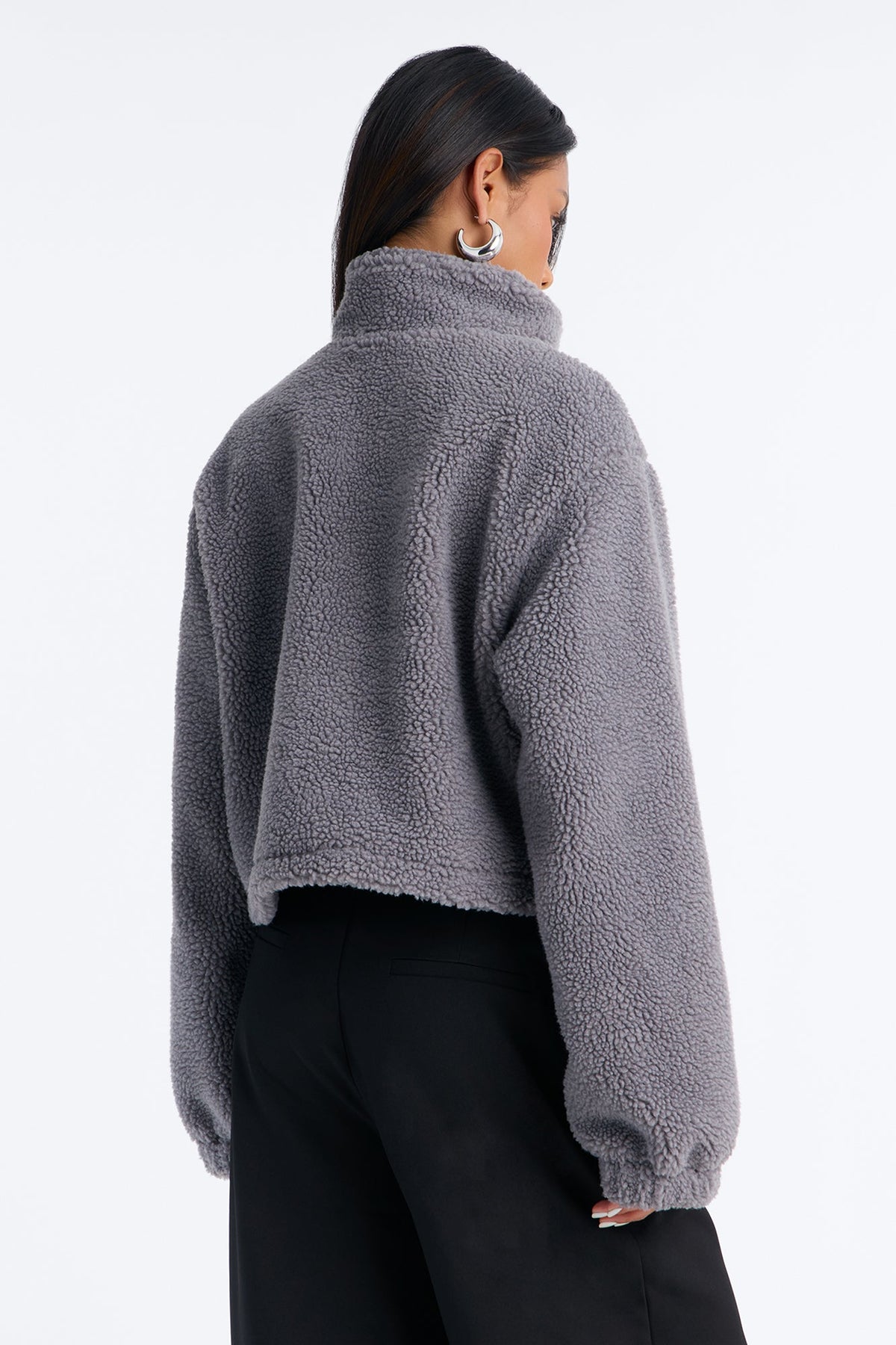 Cozy Cove Faux Sherpa Coat - Grey/combo