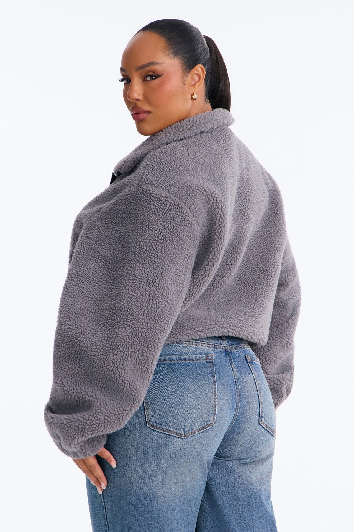 Cozy Cove Faux Sherpa Coat - Grey/combo