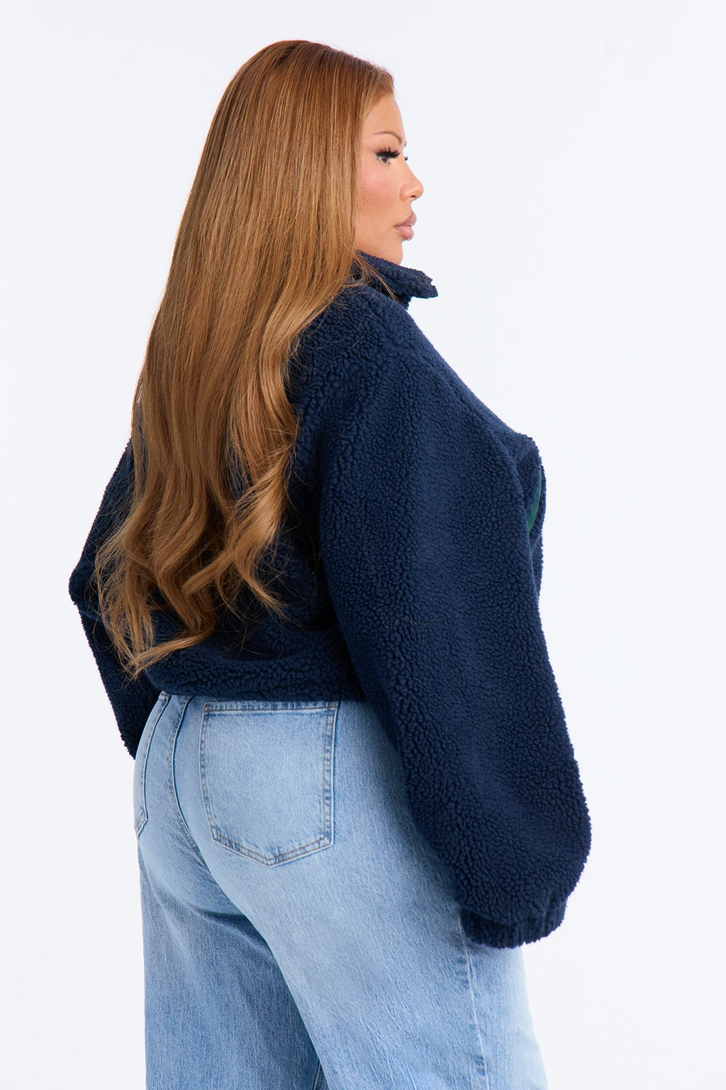 Cozy Cove Faux Sherpa Coat - Navy/combo