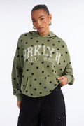 Brooklyn Life Washed Polka Dot Hoodie - Green