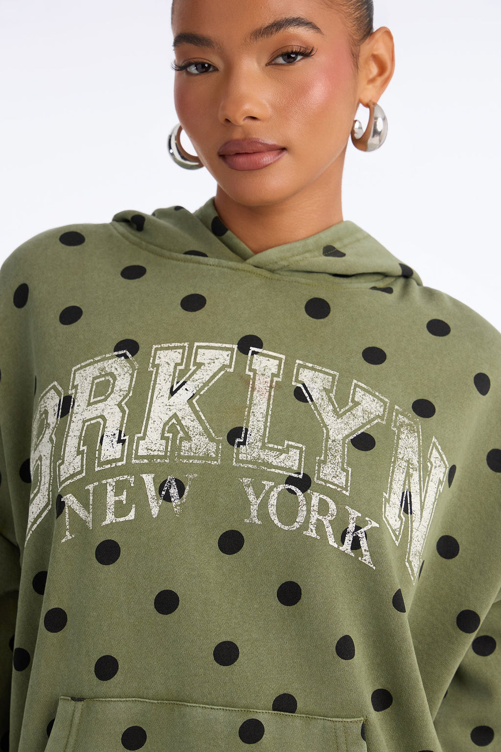 Brooklyn Life Washed Polka Dot Hoodie - Green