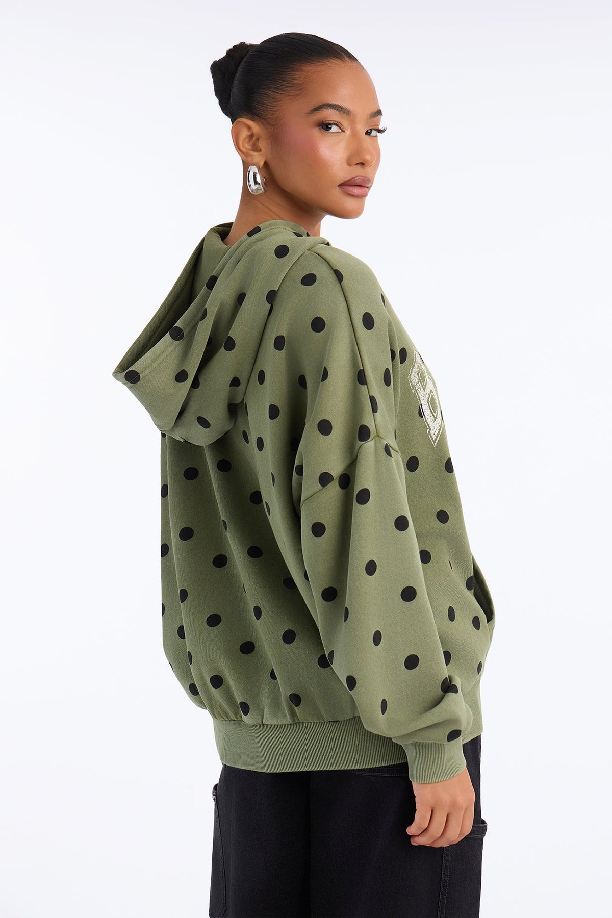Brooklyn Life Washed Polka Dot Hoodie - Green