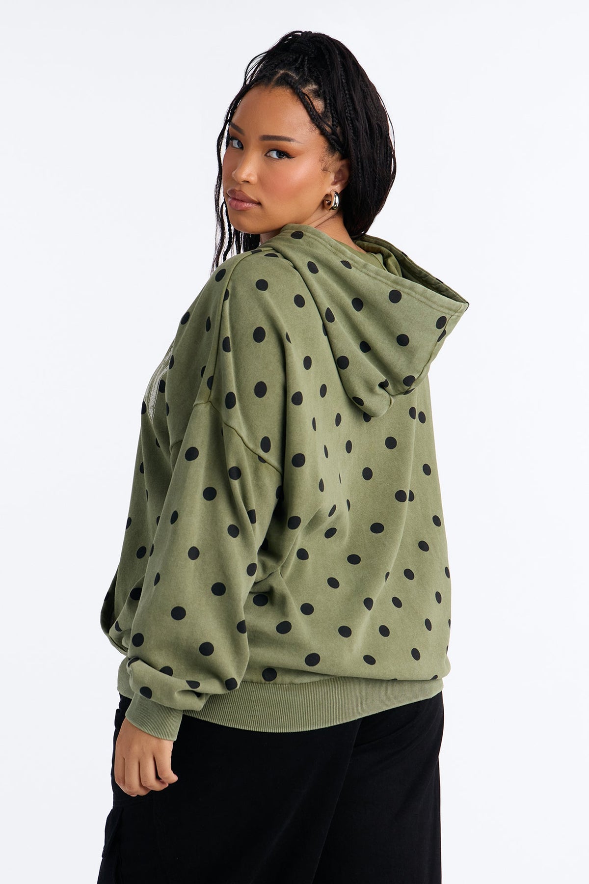 Brooklyn Life Washed Polka Dot Hoodie - Green