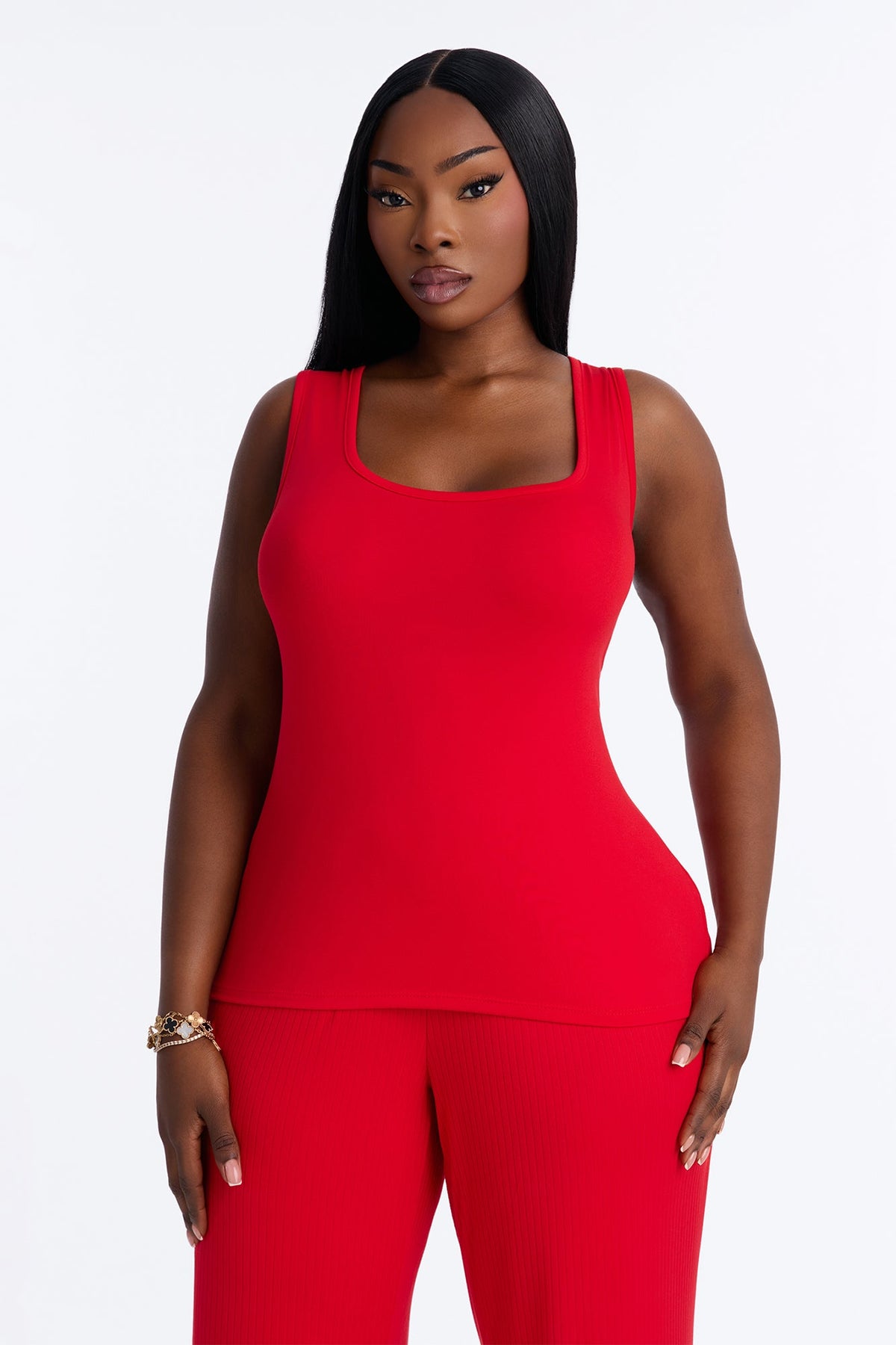 Always Comfy Ribbed Tank PJ Pant Set - Red
