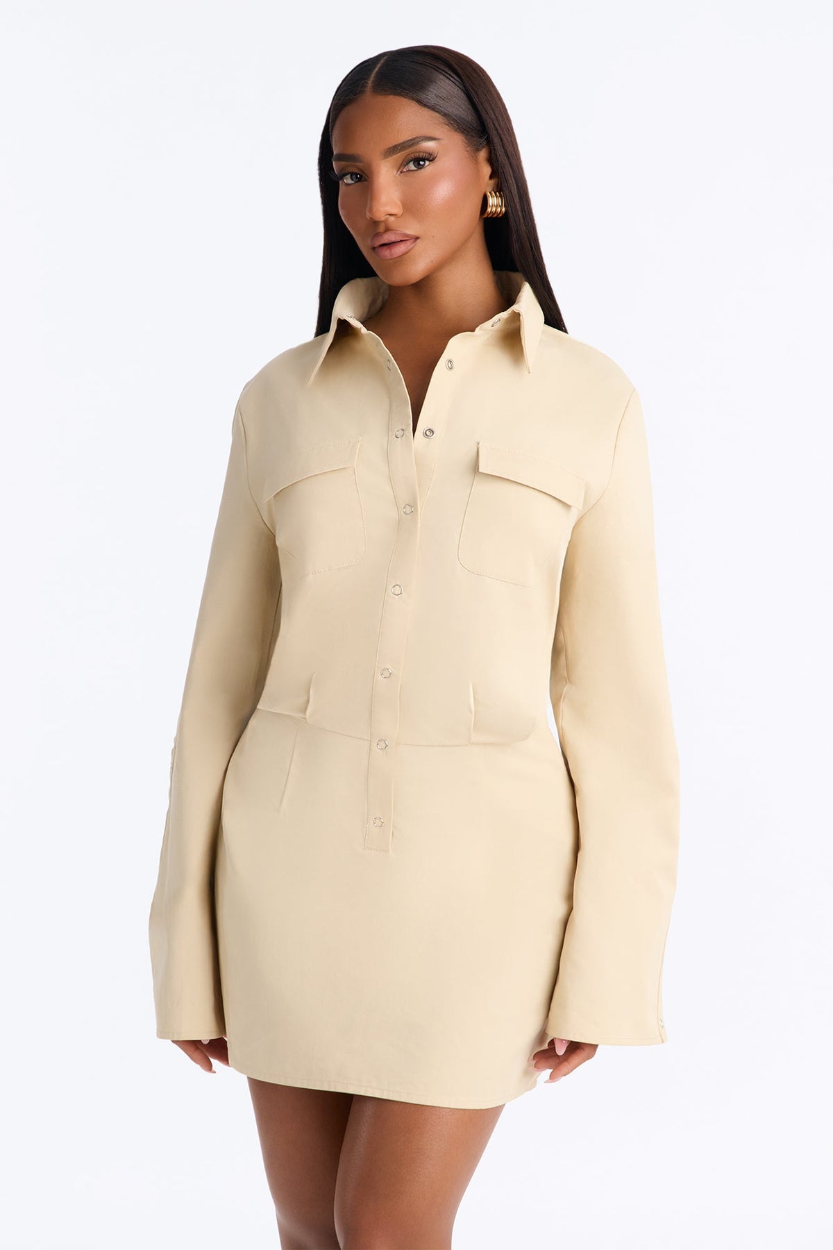 Sutton Long Sleeve Mini Dress - Natural