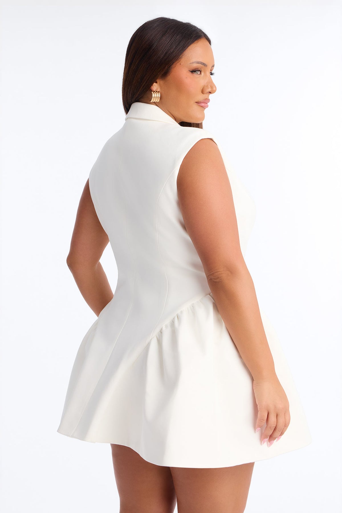 Polished And Pretty Double Breasted Mini Dress - White