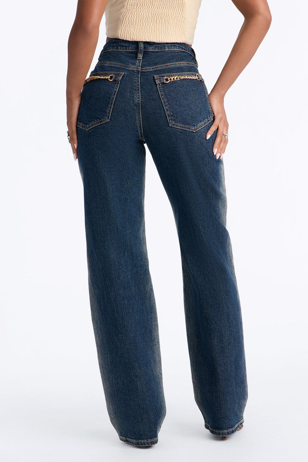 Back In Chains Straight Leg Jeans - Dark Wash