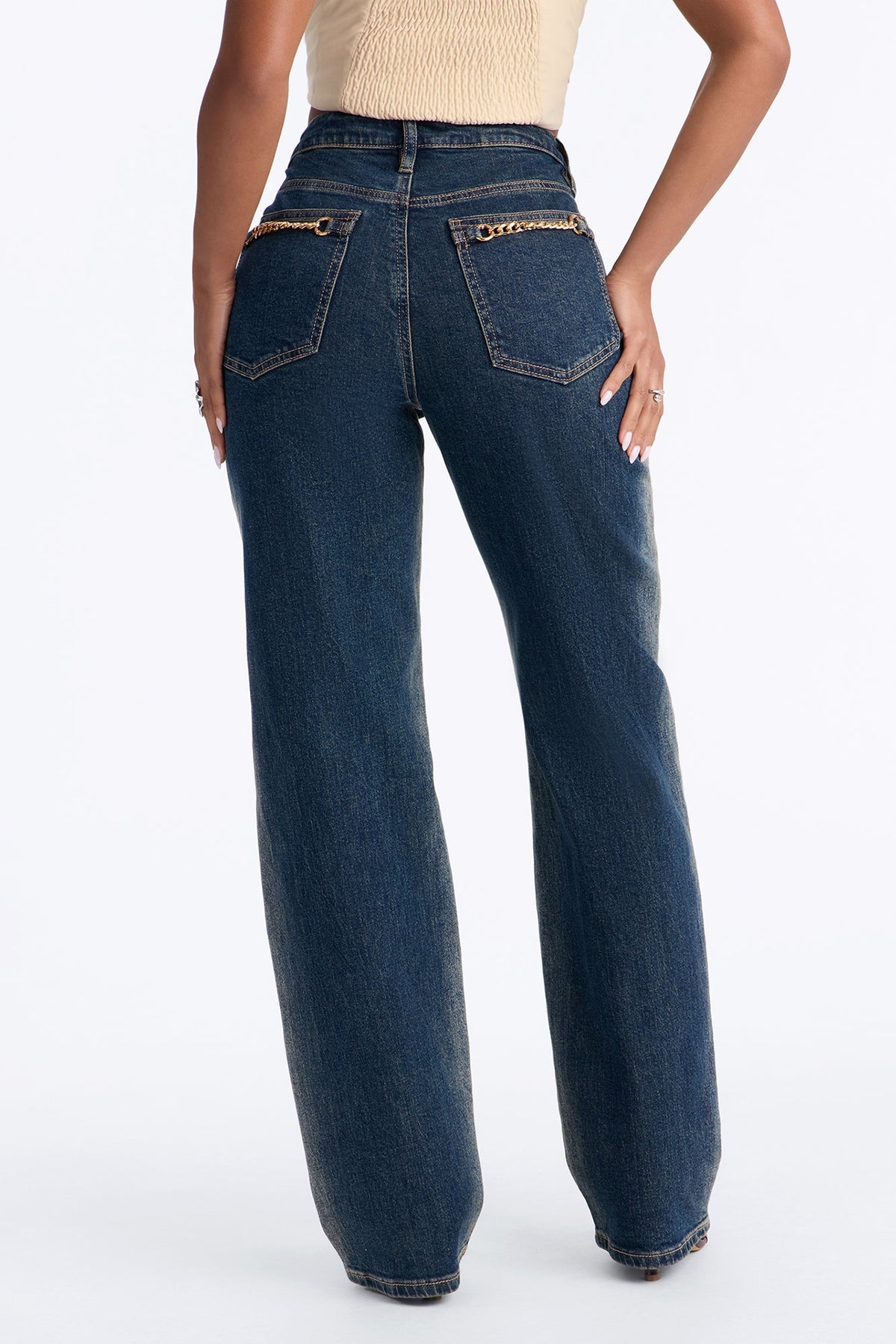 Back In Chains Straight Leg Jeans - Dark Wash