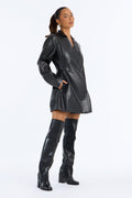 Freya Thigh High Heeled Boots - Black