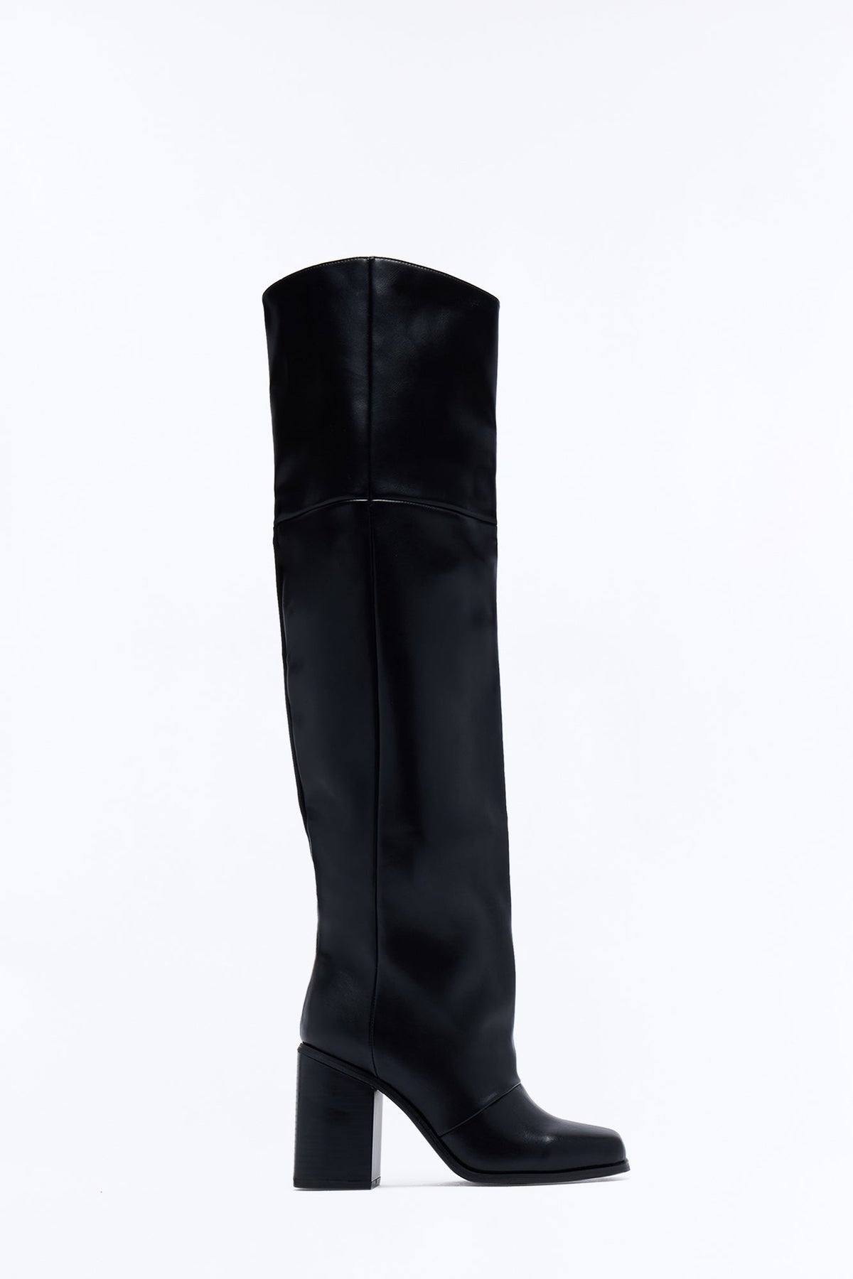 Freya Thigh High Heeled Boots - Black
