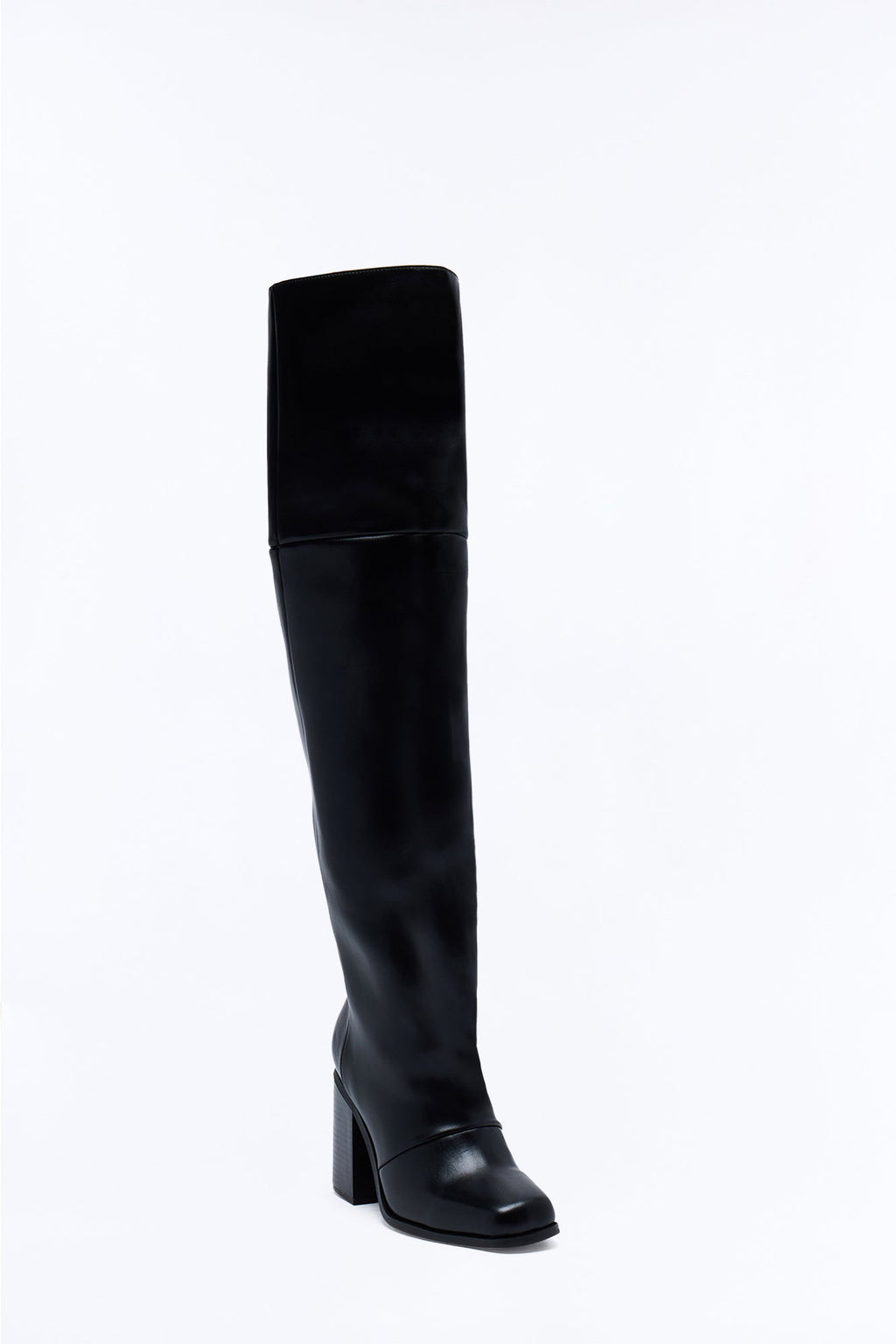 Freya Thigh High Heeled Boots - Black