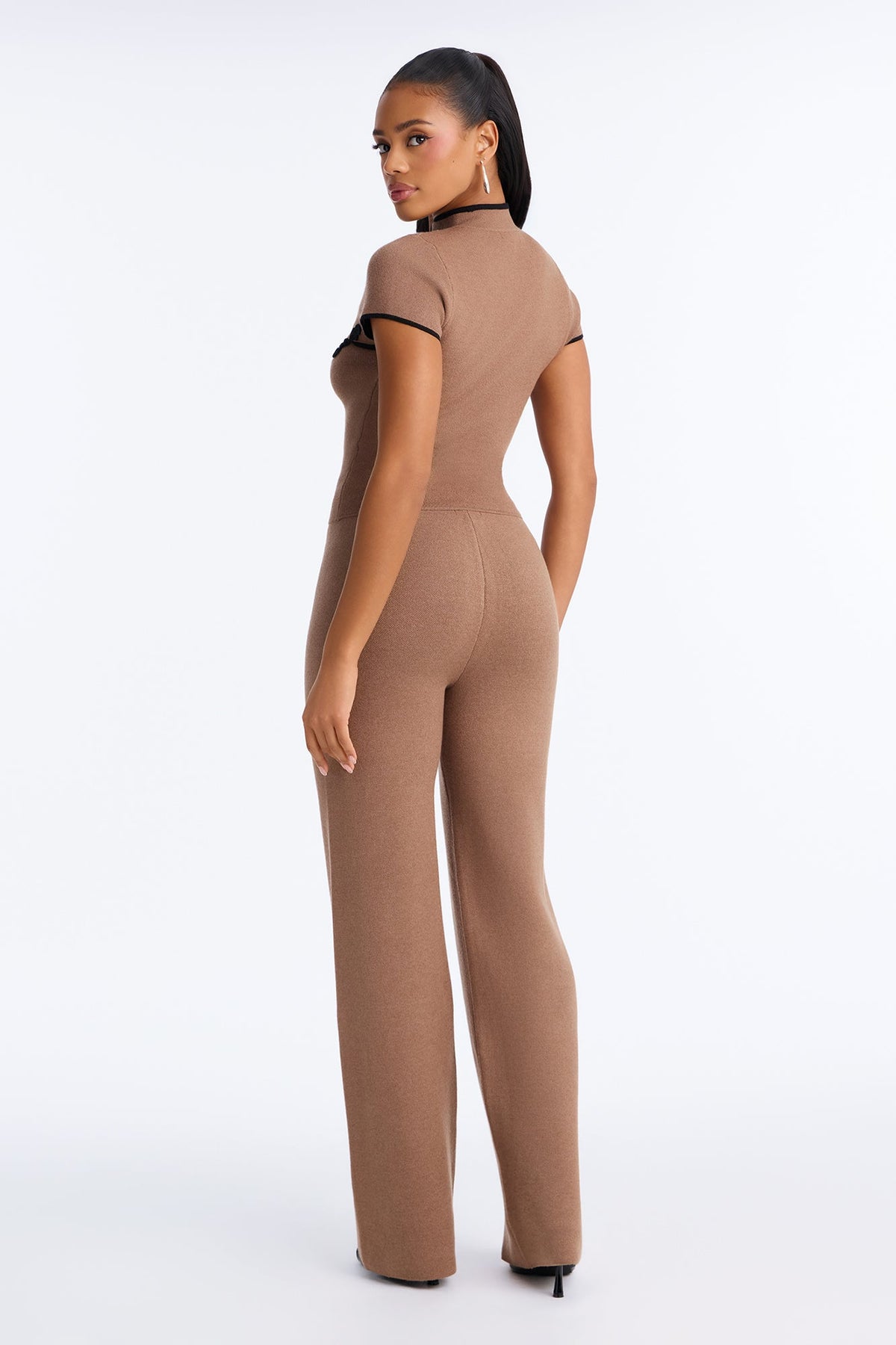 Zaria Front Clasp Sweater Pant Set - Mocha
