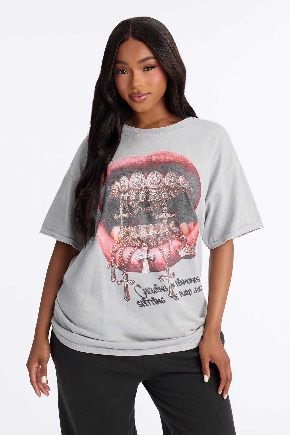 Chewing On Grillz Washed Tee - Grey