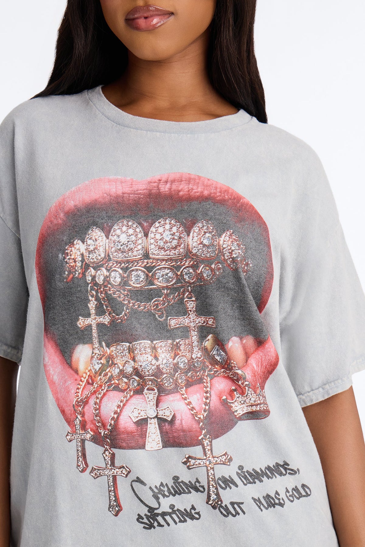 Chewing On Grillz Washed Tee - Grey