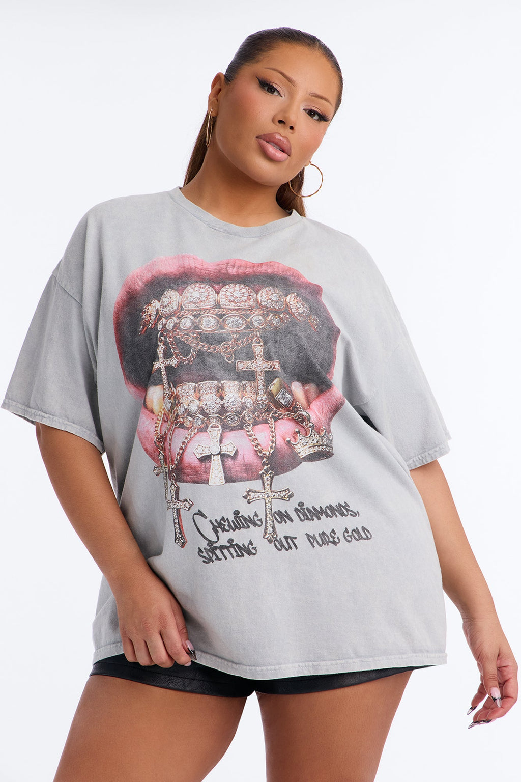 Chewing On Grillz Washed Tee - Grey