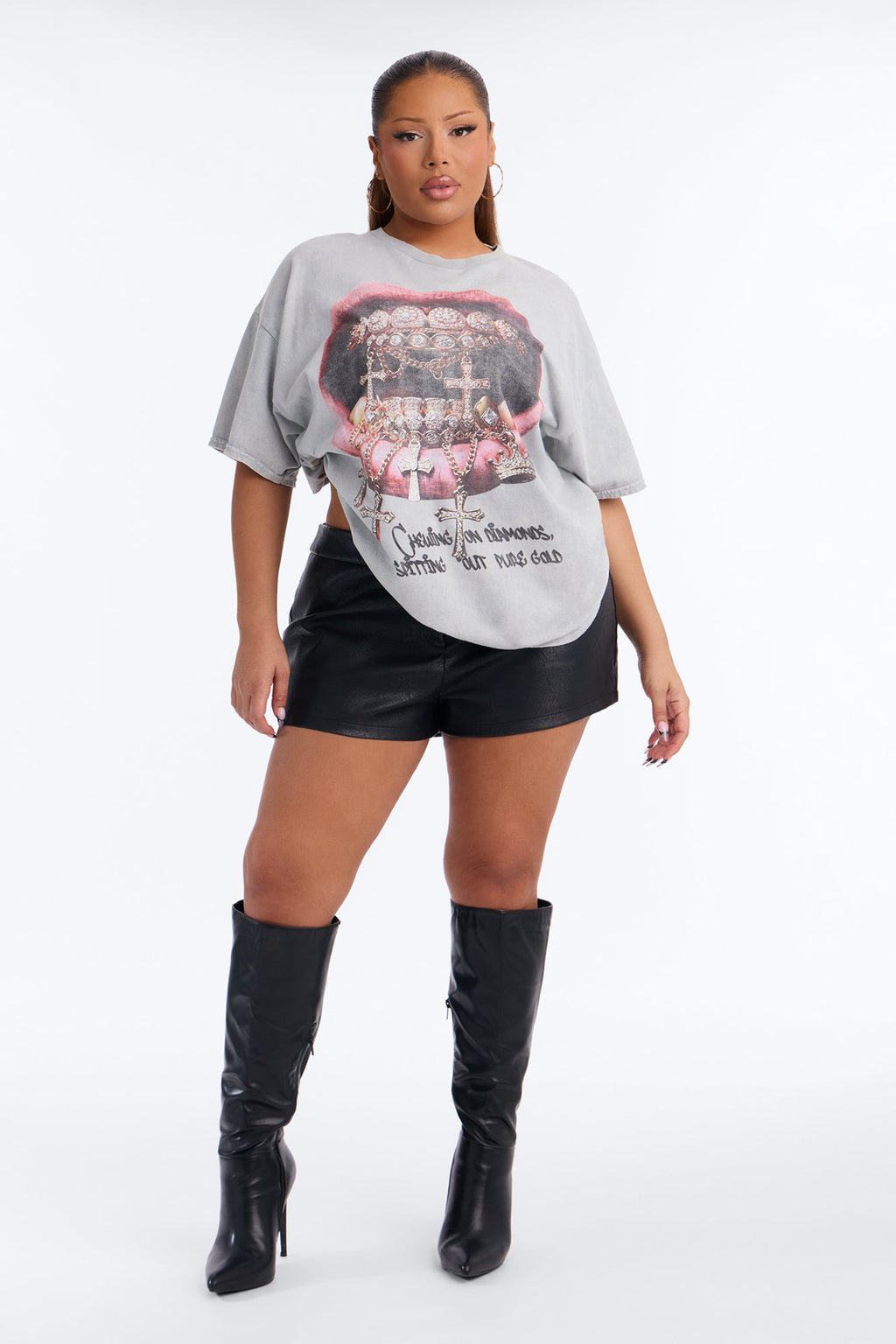 Chewing On Grillz Washed Tee - Grey