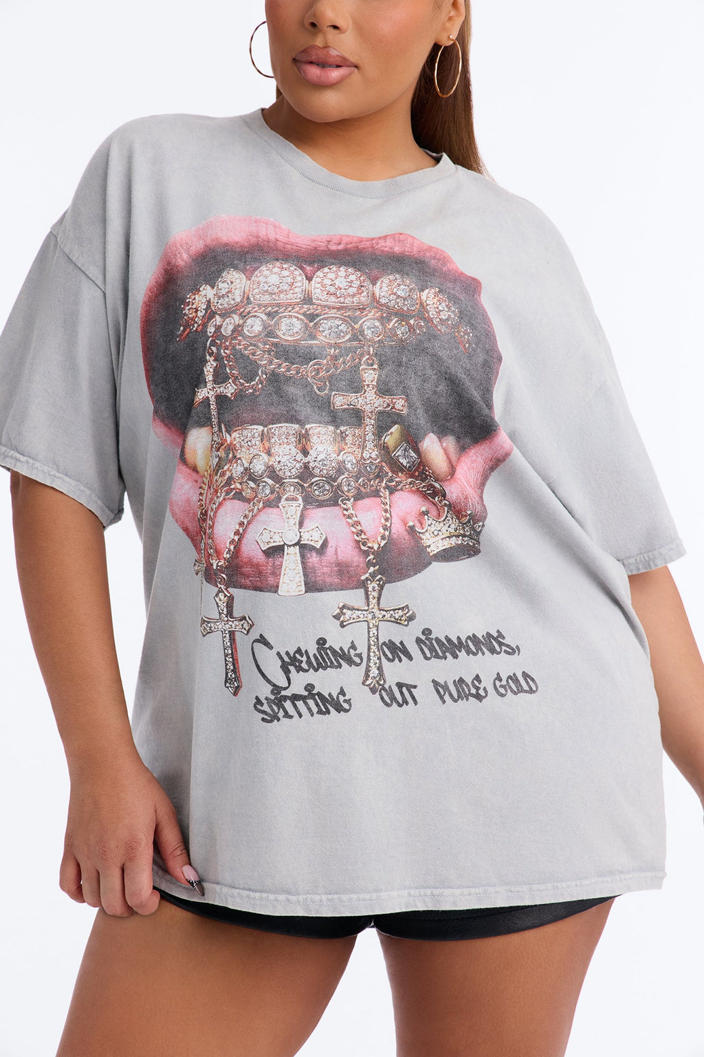 Chewing On Grillz Washed Tee - Grey