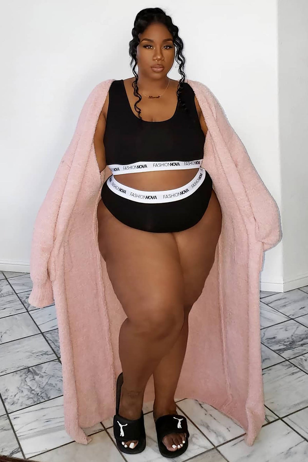 Fashion Nova Bralette And Panty Set - Black/White