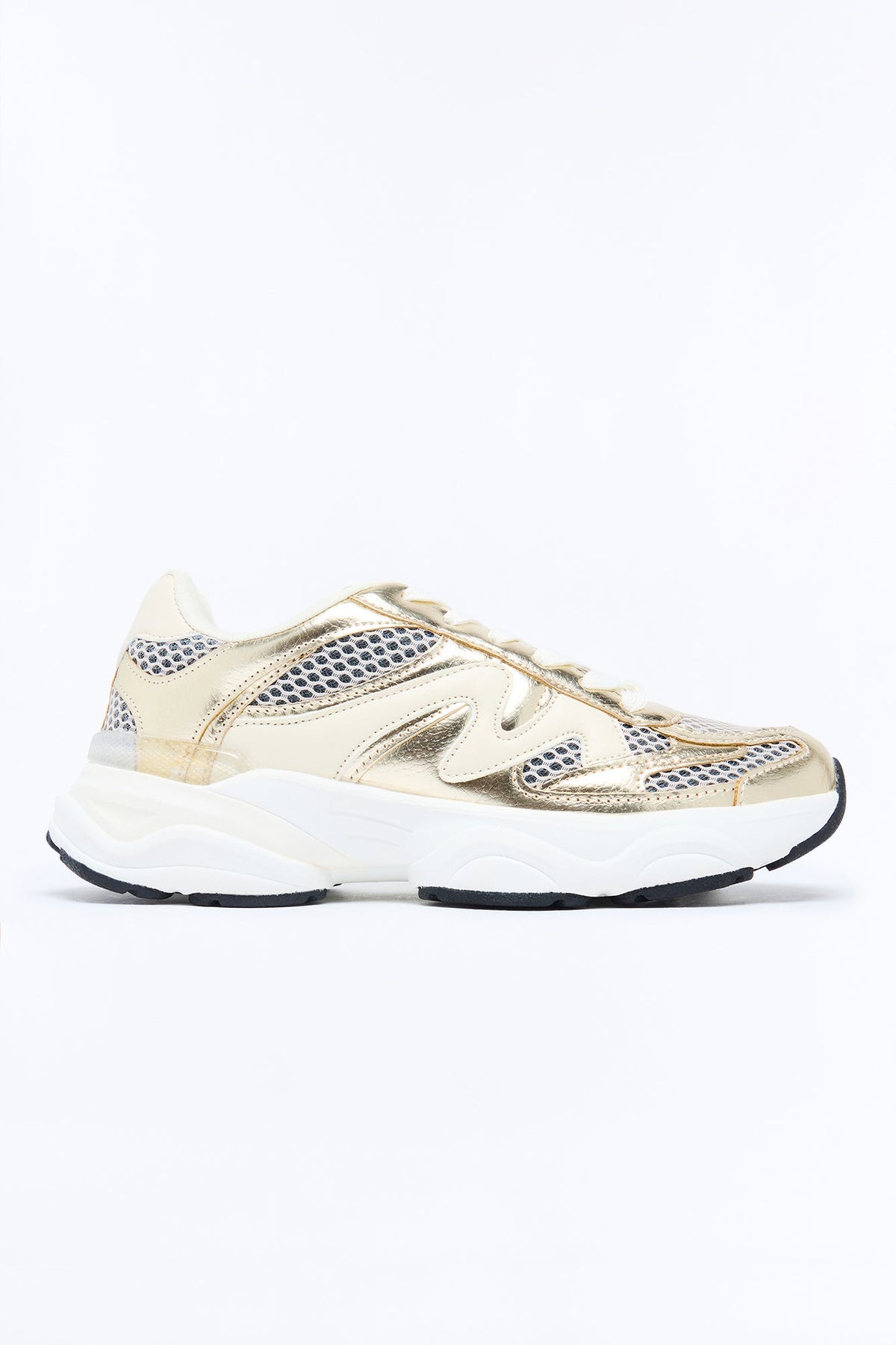 Nice and Easy Lace Up Sneakers - Gold