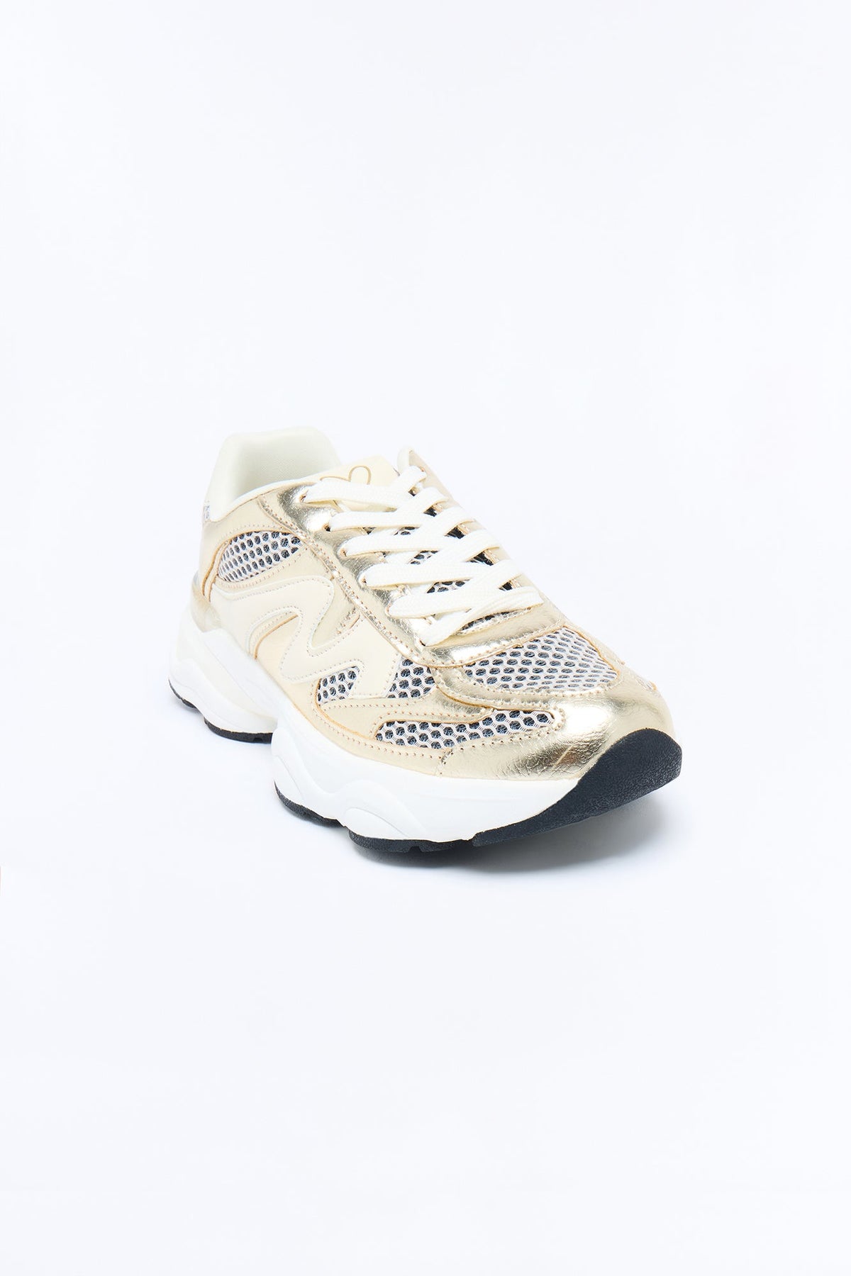 Nice and Easy Lace Up Sneakers - Gold