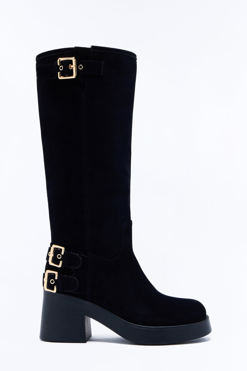 Keep the Plans Buckle Heeled Boots - Black