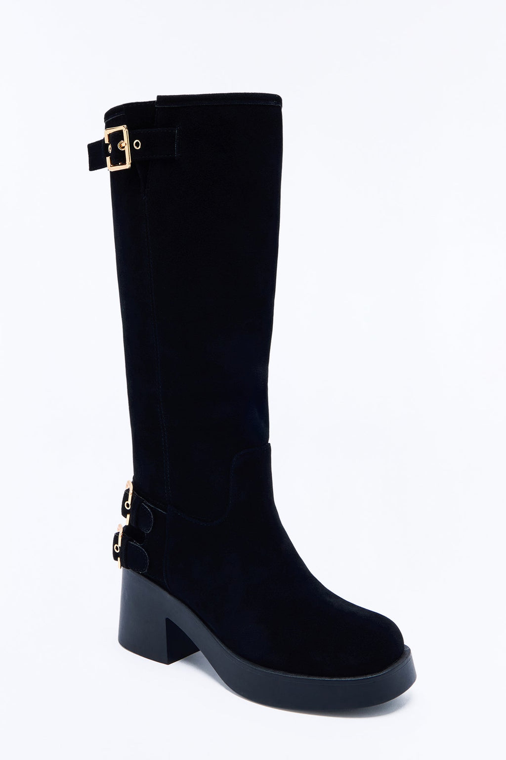 Keep the Plans Buckle Heeled Boots - Black