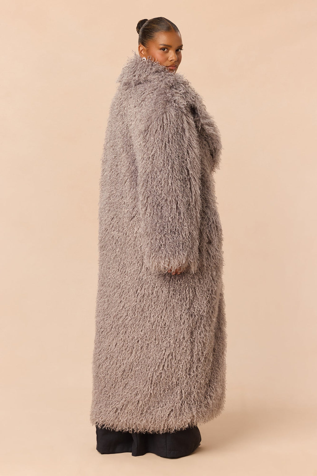 Anya Faux Fur Coat - Grey