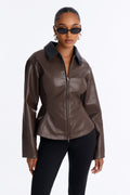 The Hourglass Faux Leather Shacket - Chocolate
