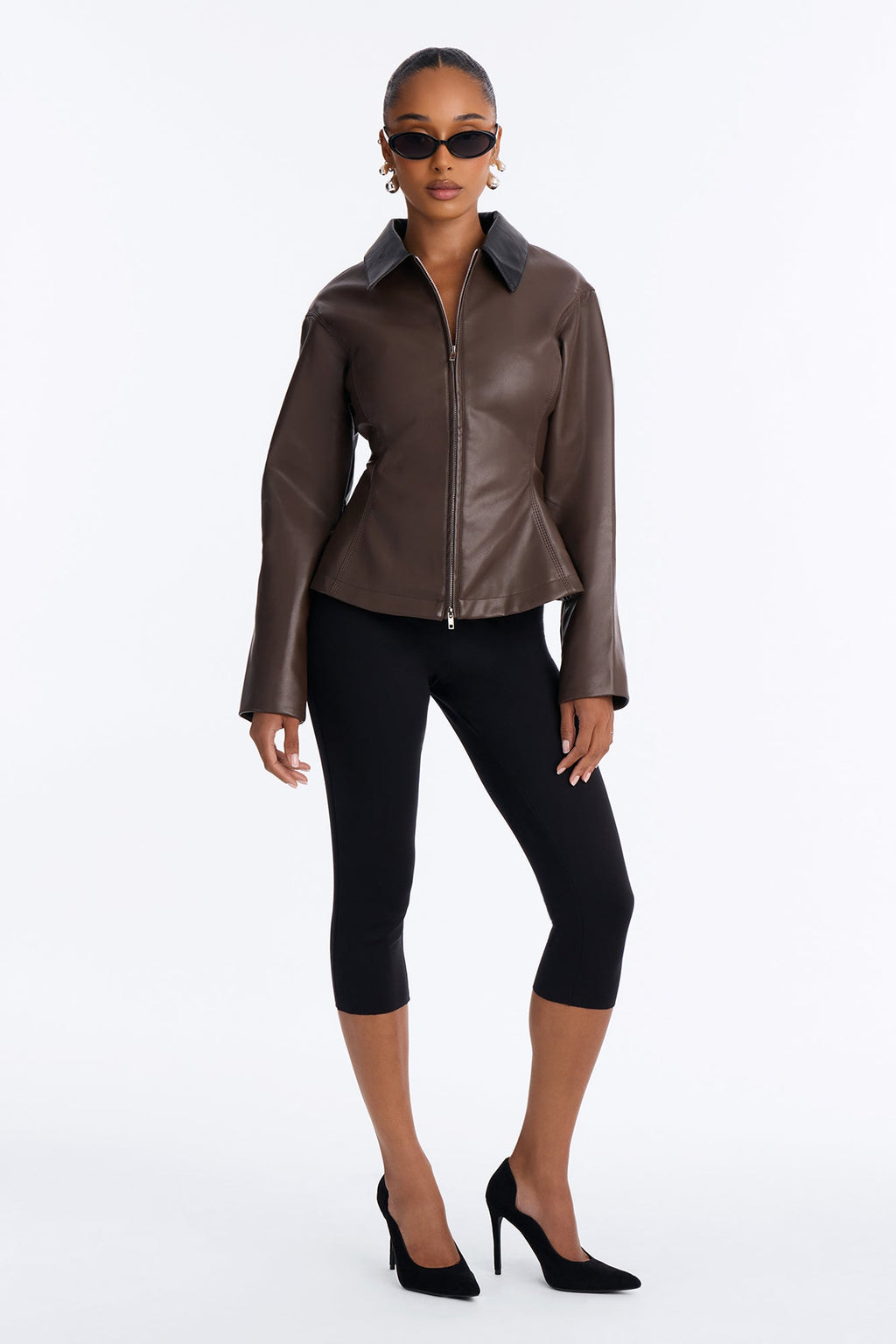 The Hourglass Faux Leather Shacket - Chocolate