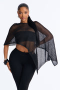 All That Shimmer Crochet Poncho - Black