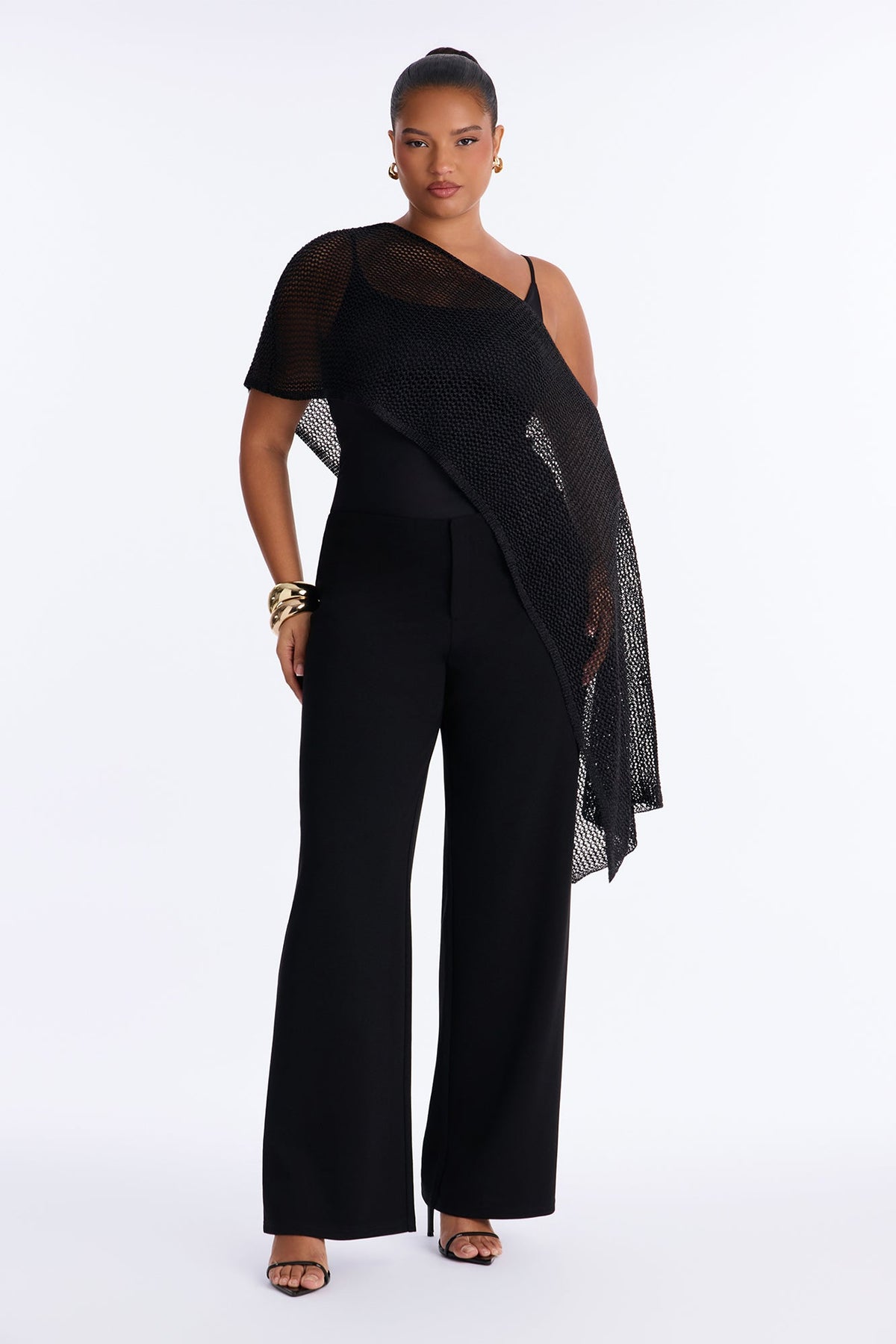 All That Shimmer Crochet Poncho - Black
