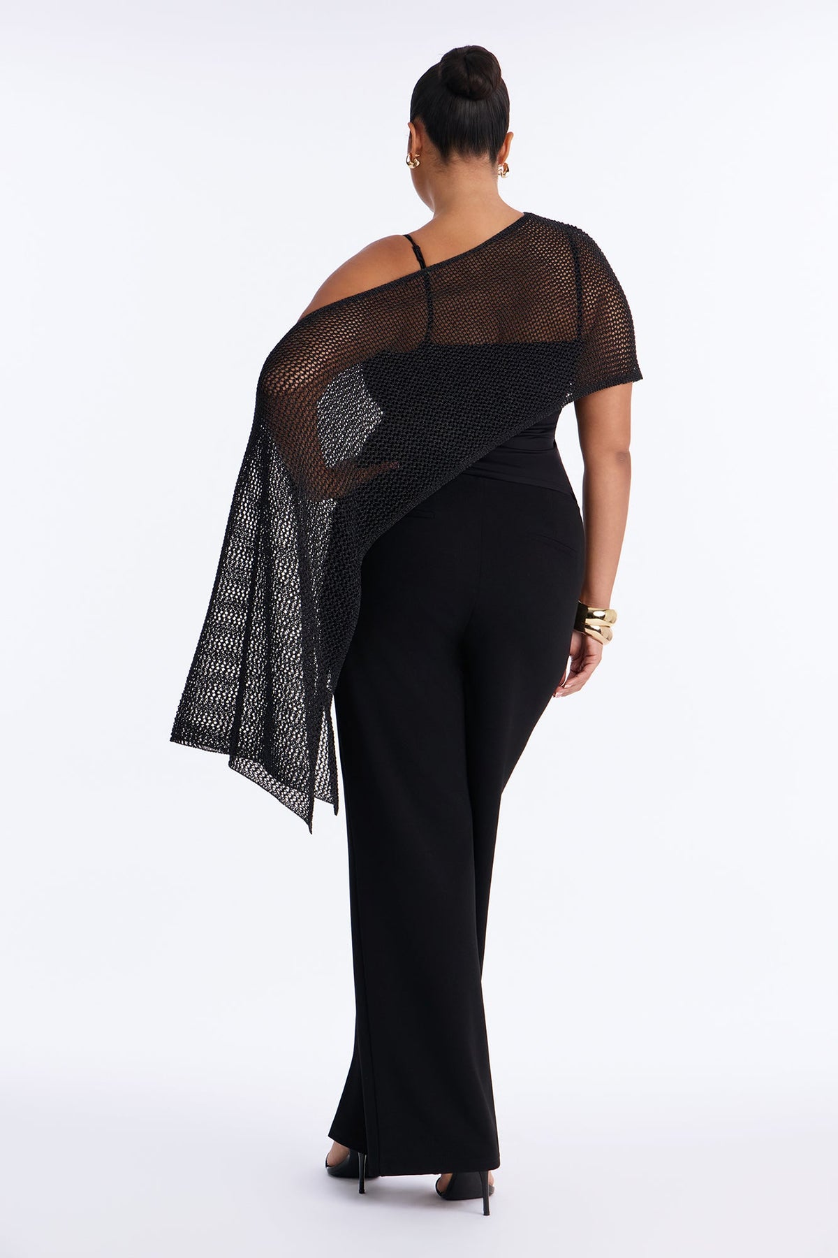 All That Shimmer Crochet Poncho - Black