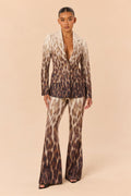 Sofia Ombre Leopard Blazer Pant Set - Brown/combo