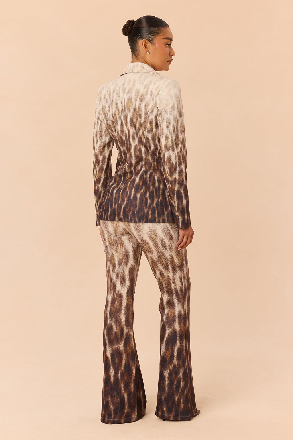 Sofia Ombre Leopard Blazer Pant Set - Brown/combo