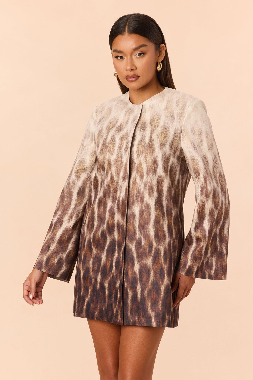 Sofia Ombre Leopard 2 Piece Mini Dress Set - Brown/combo