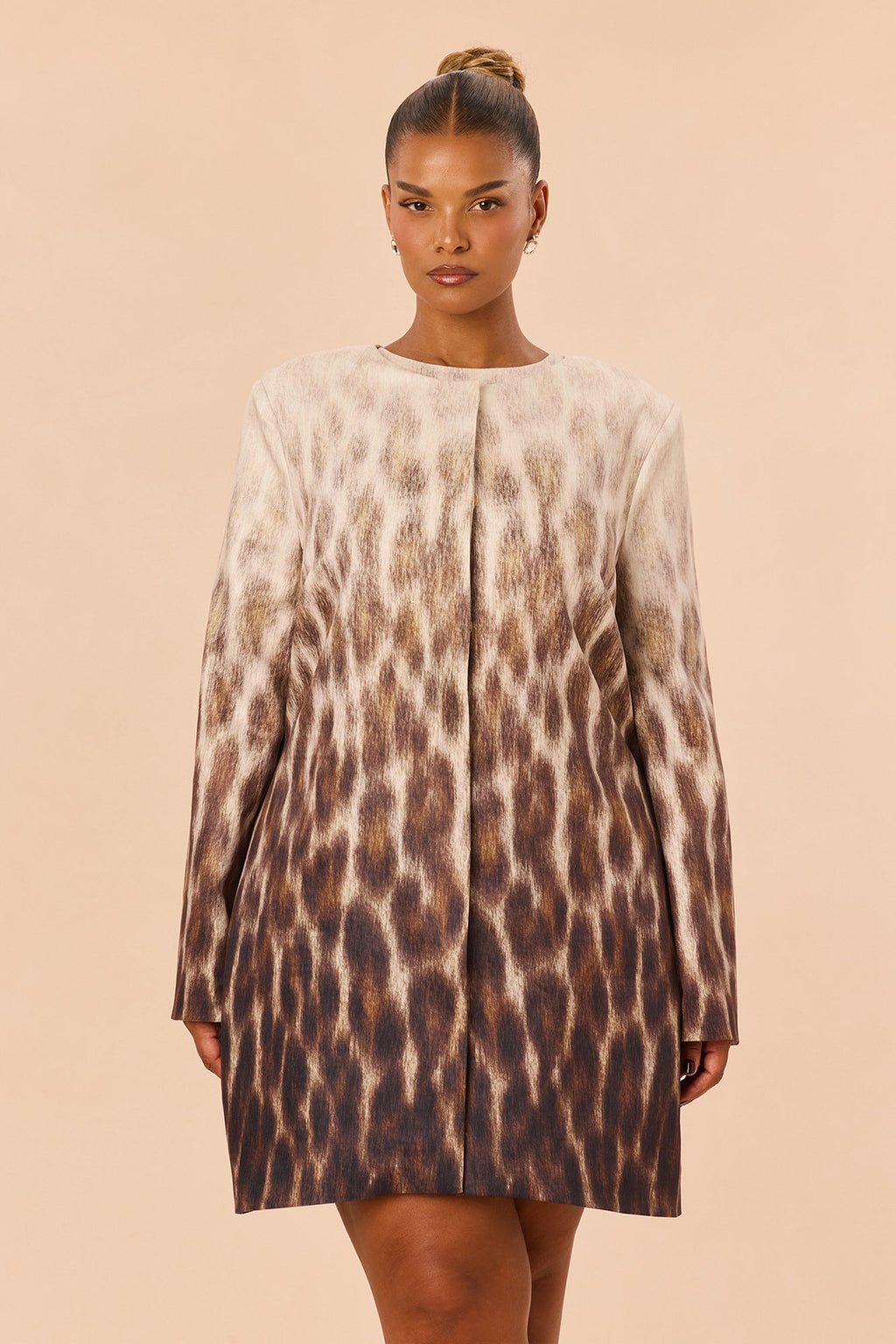 Sofia Ombre Leopard 2 Piece Mini Dress Set - Brown/combo