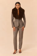Better Than Ever Fur Trim Blazer Set - Brown