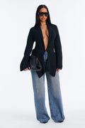 Analia Long Sleeve Flyaway Cardigan - Black