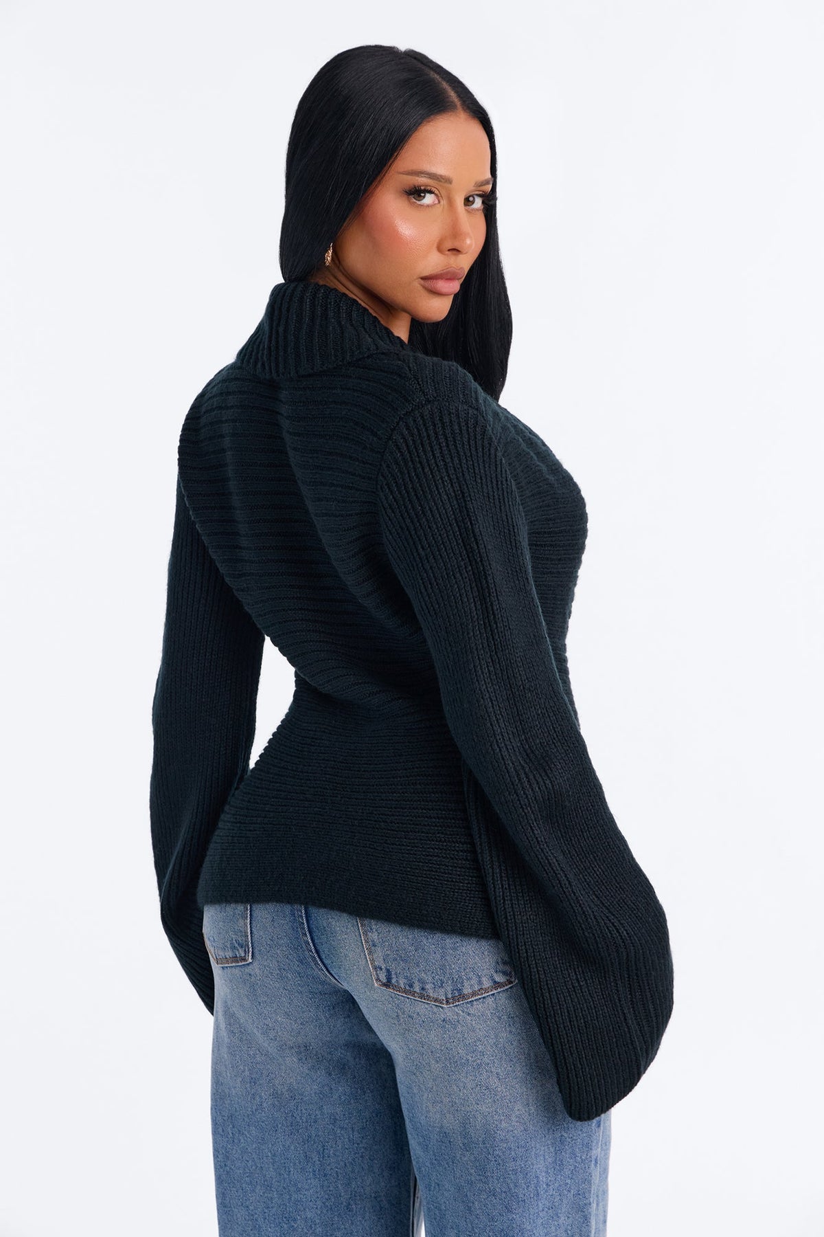 Analia Long Sleeve Flyaway Cardigan - Black