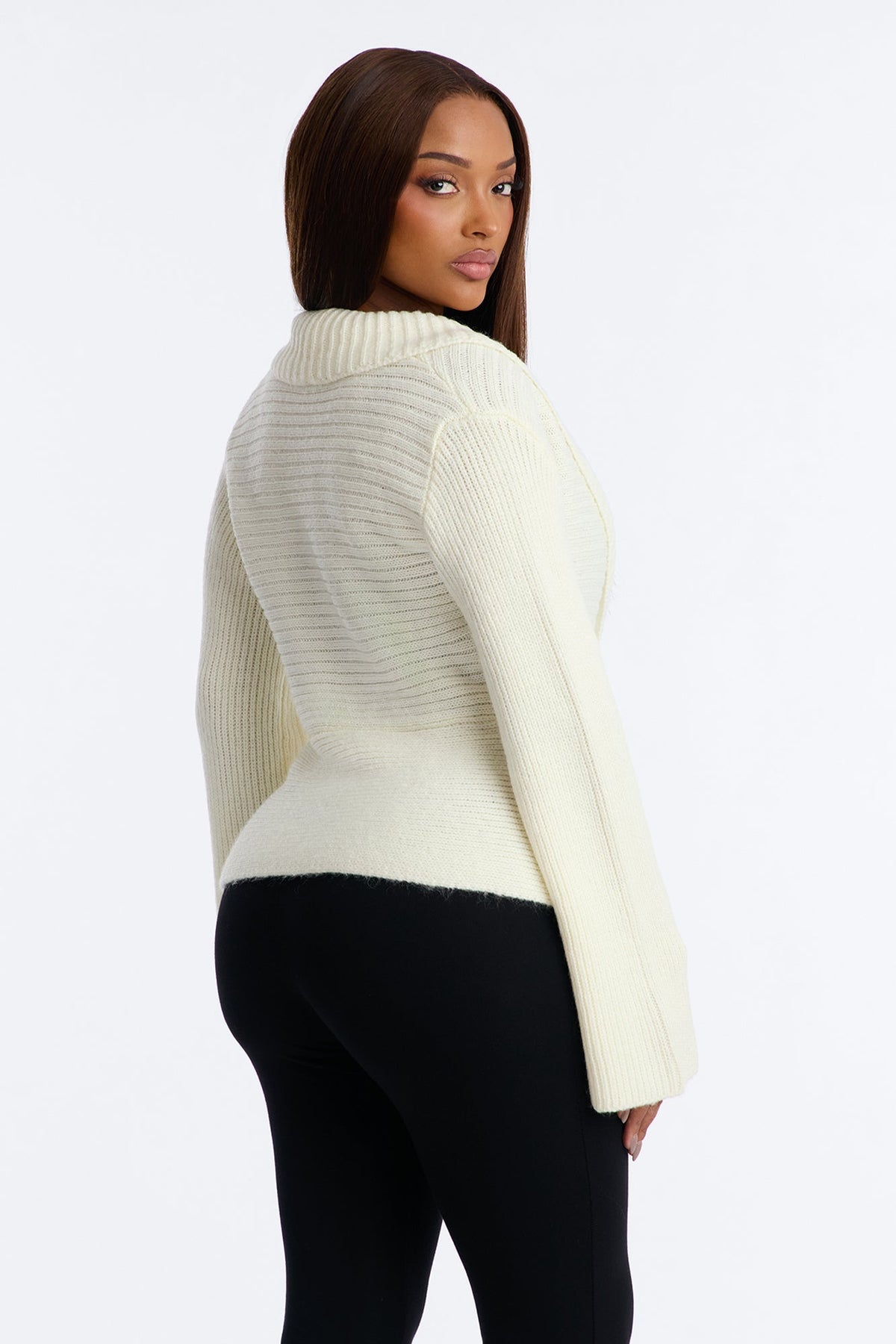 Analia Long Sleeve Flyaway Cardigan - Cream