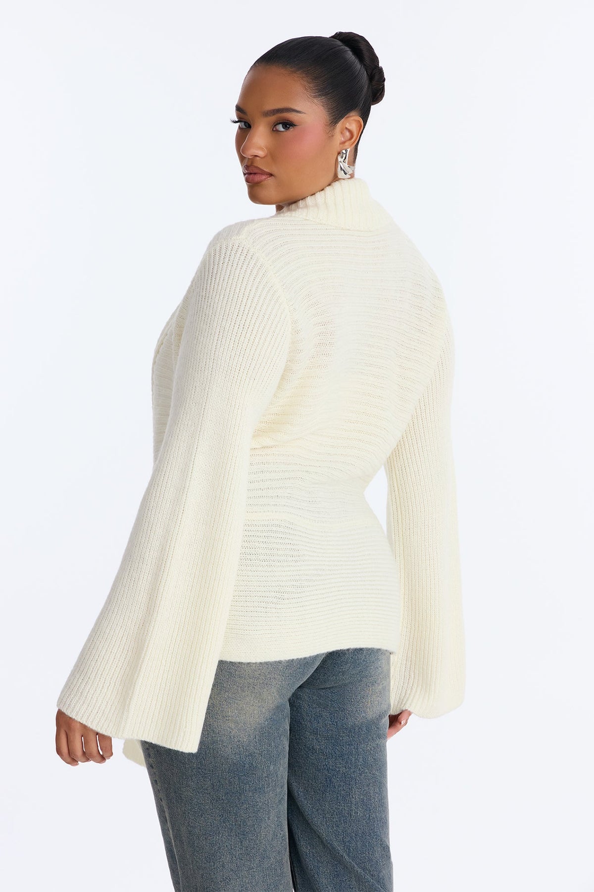 Analia Long Sleeve Flyaway Cardigan - Cream