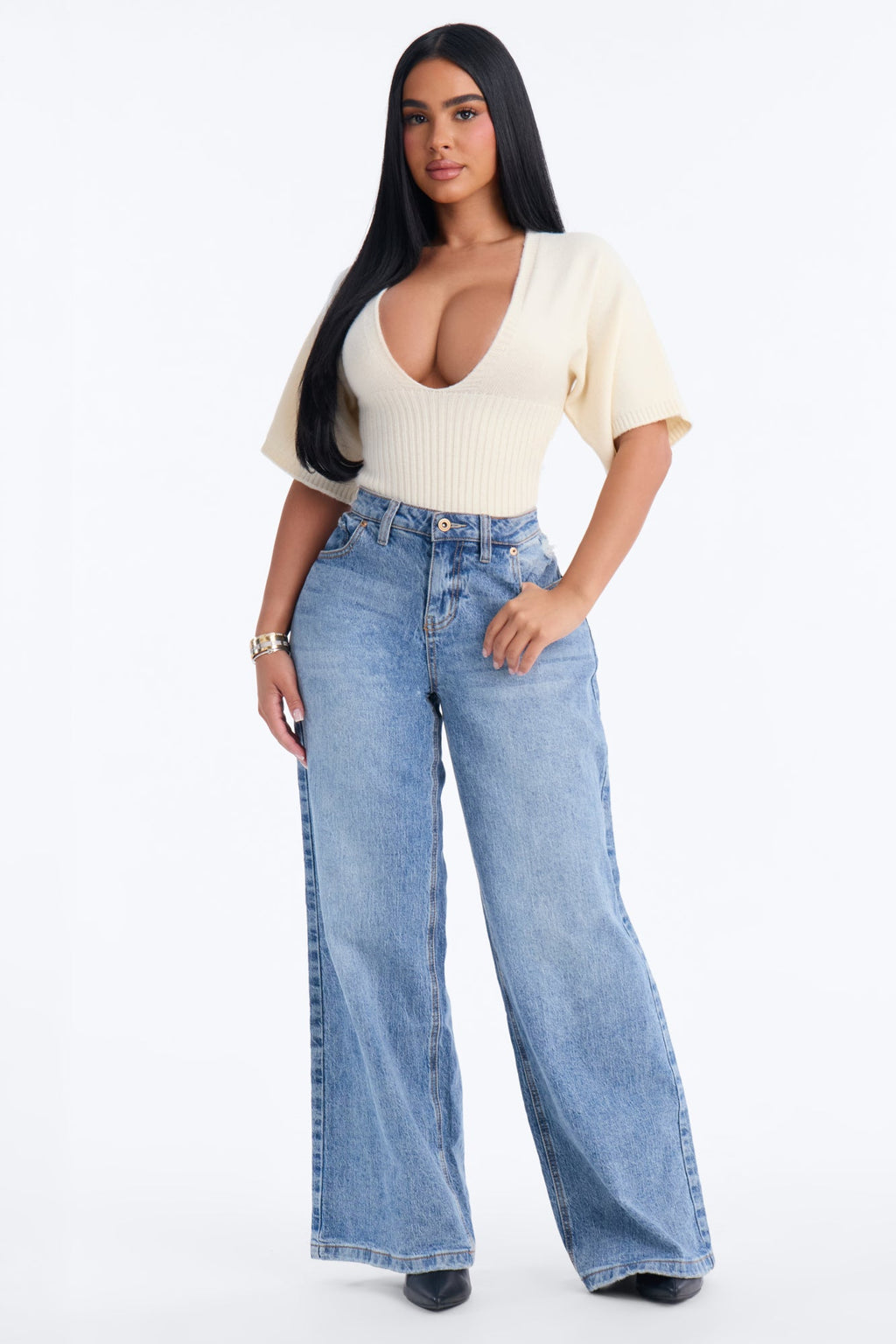 Fall Air Short Sleeve Pullover Sweater - Cream