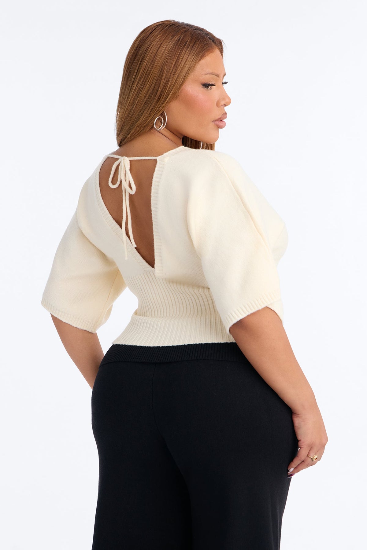 Fall Air Short Sleeve Pullover Sweater - Cream