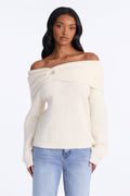 Cuddle Weather Foldover Pullover Sweater - Ivory